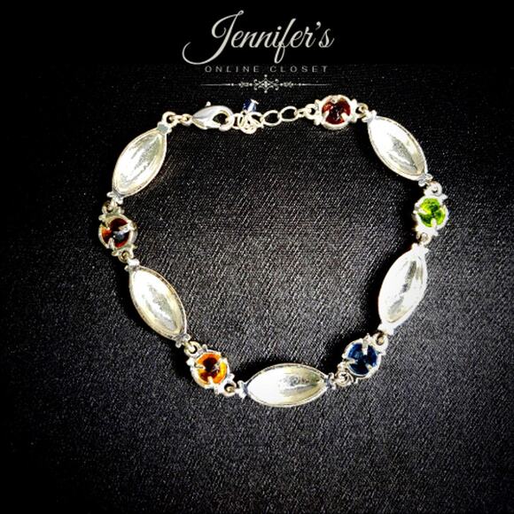 3/$25 Silver Tone & Multi-Colored Rhinestone Bracelet - Picture 6 of 8